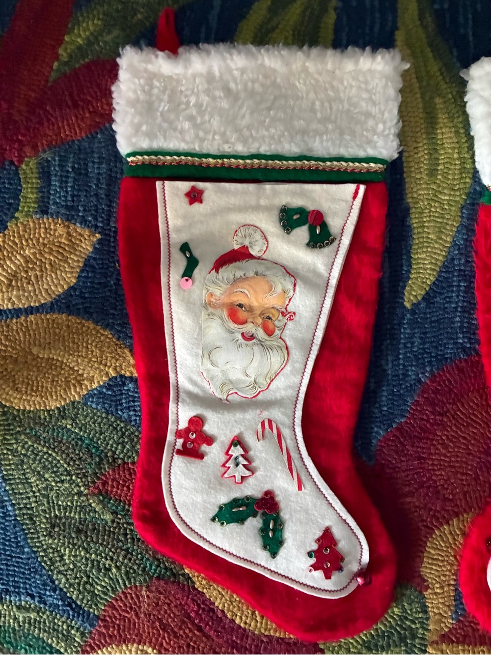 1980’s Santa Christmas Stocking Set of 2 - Picture 4 of 9